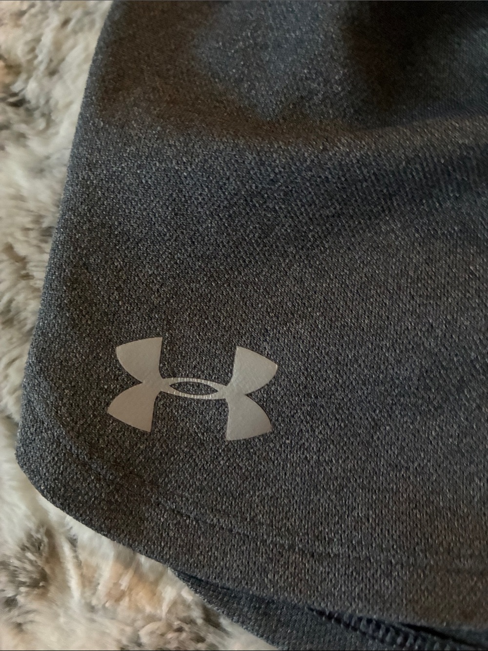 Under Armour Women's Dark Gray Athletic Shorts with Logo Waistband - Picture 3 of 11